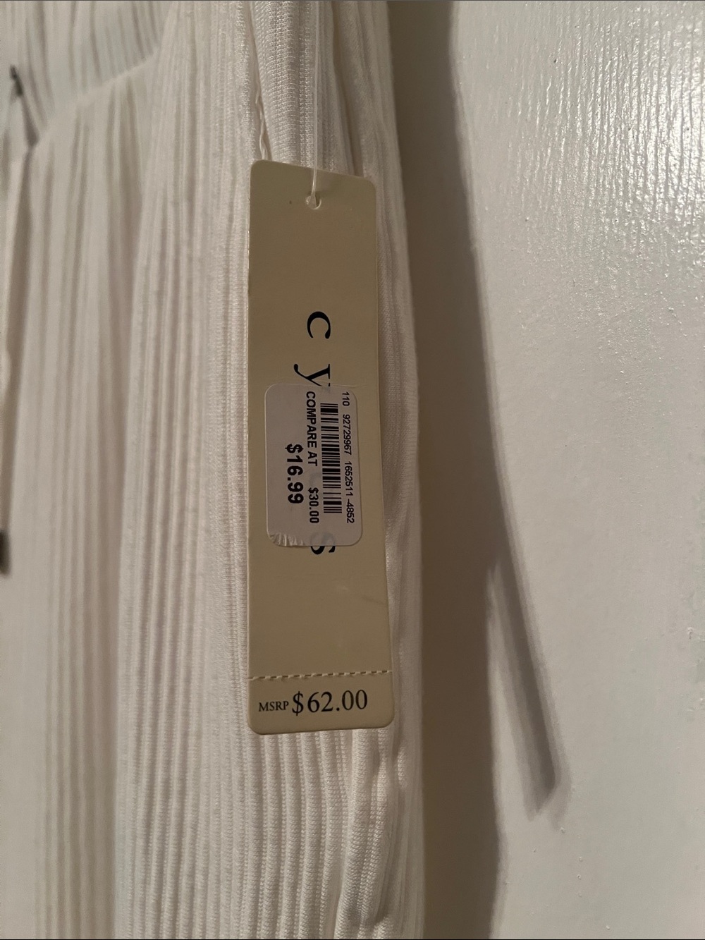 Cyrus Off-White Ribbed Wide Leg Drawstring Pants - Picture 2 of 4